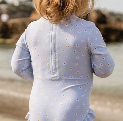 Little Dutch - Swimsuit Long Sleeves Ruffles Blue Daisies UPF 50+ - Swanky Boutique