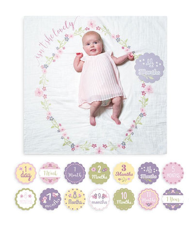 lulujo - First Year Kit - Milestone Swaddle + 14 Cards - 'Isn’t she Lovely' - swanky boutique malta