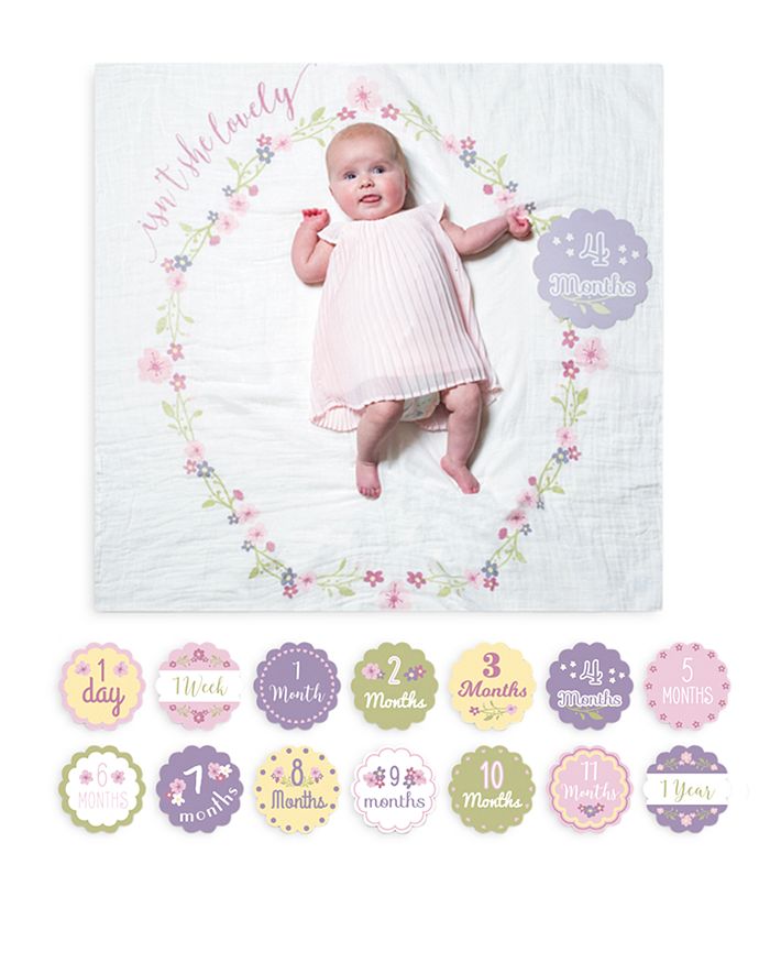 lulujo - First Year Kit - Milestone Swaddle + 14 Cards - &