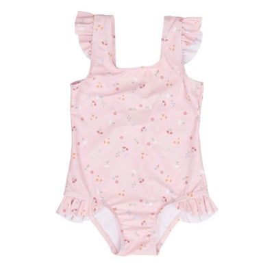 Little Dutch - Swimsuit Short Sleeves Ruffles Little Pink Flowers UPF 50+ - Swanky Boutique