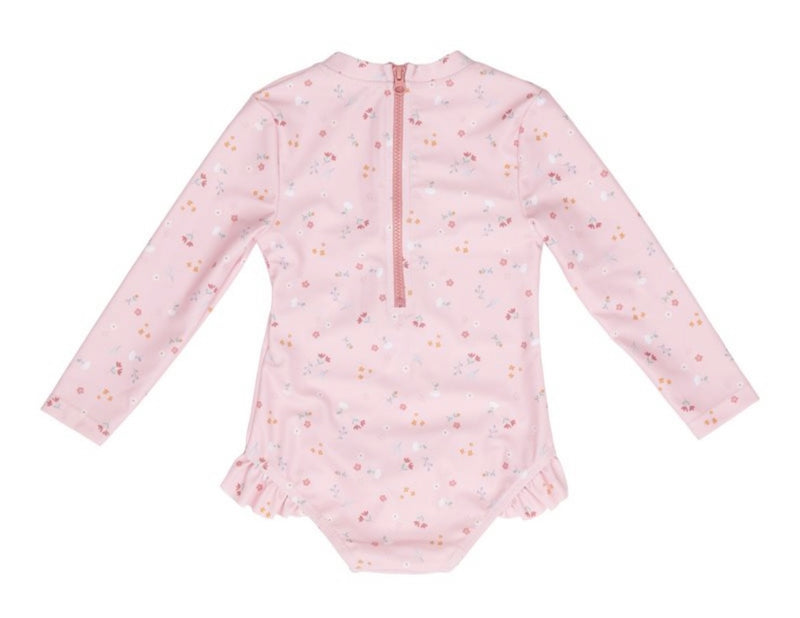 Little Dutch - Swimsuit Long Sleeves Ruffles Little Pink Flowers UPF 50+ - Swanky Boutique