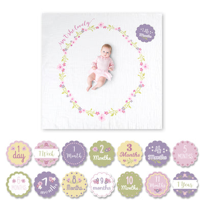 lulujo - First Year Kit - Milestone Swaddle + 14 Cards - 'Isn’t she Lovely' - swanky boutique malta