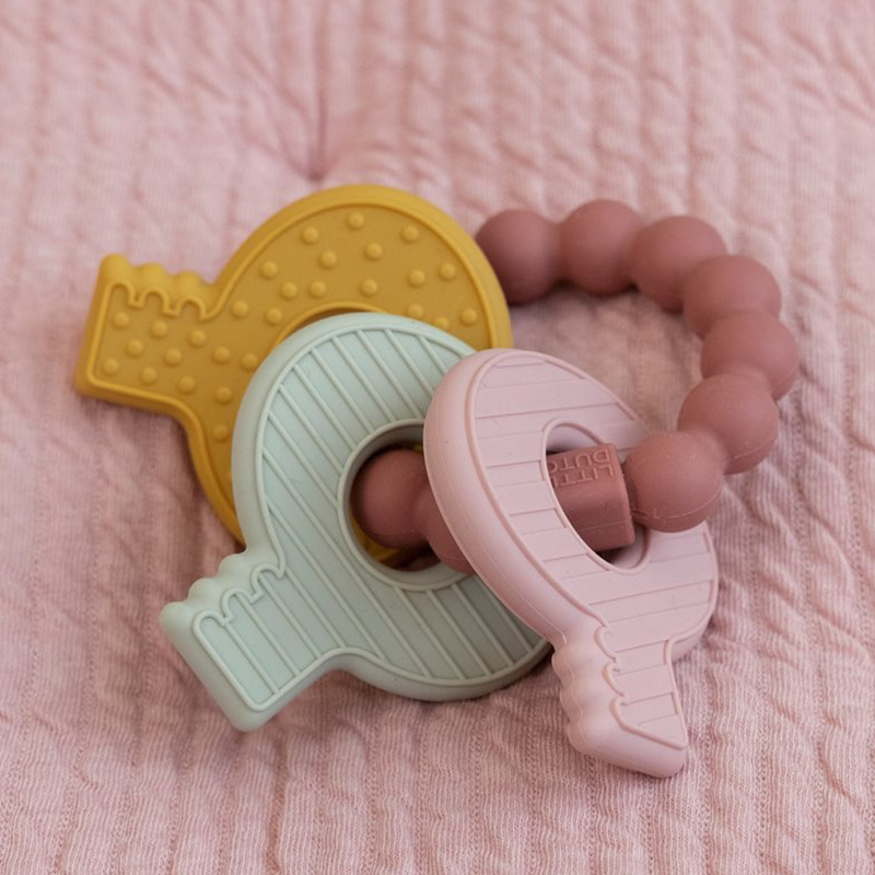 Teething Toy, Silicone Keys - Pink