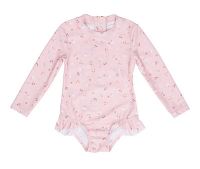 Little Dutch - Swimsuit Long Sleeves Ruffles Little Pink Flowers UPF 50+ - Swanky Boutique