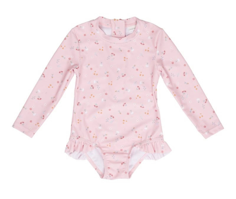 Little Dutch - Swimsuit Long Sleeves Ruffles Little Pink Flowers UPF 50+ - Swanky Boutique