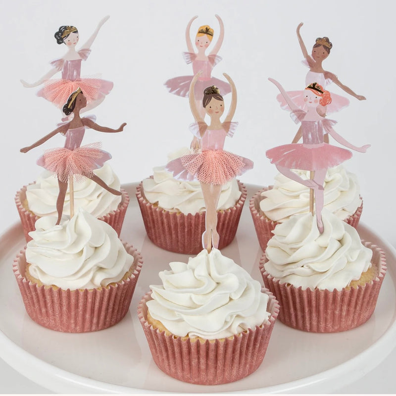 meri meri - cupcake kit set of 24 toppers & 24 cupcake casses ballerina - swanky boutique malta