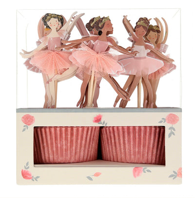 meri meri - cupcake kit set of 24 toppers & 24 cupcake casses ballerina - swanky boutique malta