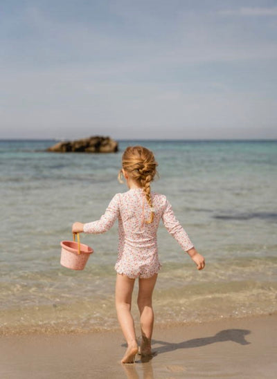 Swimsuit, Long Sleeves Ruffles - Summer Flowers (UPF 50+) Various Sizes