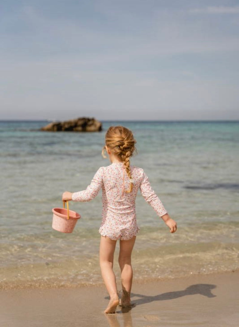 Swimsuit, Long Sleeves Ruffles - Summer Flowers (UPF 50+) Various Sizes