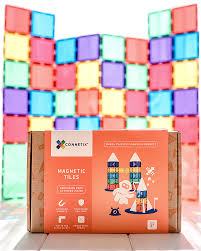 Magnetic Tiles, Pastel Rainbow - Square Expansion Pack (40 Pieces)