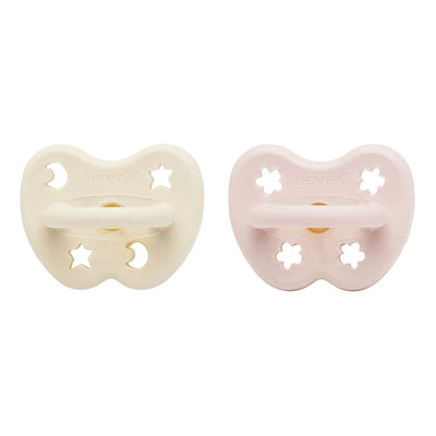 Pacifiers 2-pack, Round (0-3 months) - Powder pink and milky white