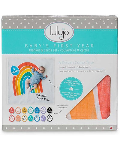 lulujo - First Year Kit - Milestone Swaddle + 14 Cards - 'A Dream Come True' - swanky boutique malta