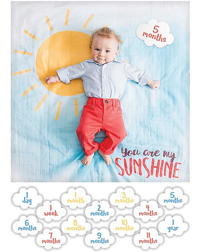 lulujo - First Year Kit - Milestone Swaddle + 14 Cards - 'You Are My Sunshine' - swanky boutique malta
