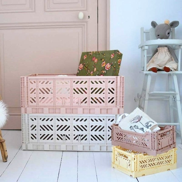 Storage Box, Folding Crate - Light Grey, Various Sizes