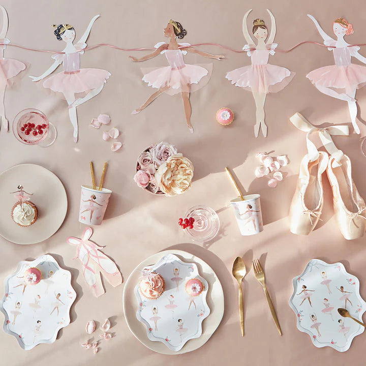 meri meri - plates fsc paper pack of 8 ballerina - swanky boutique malta