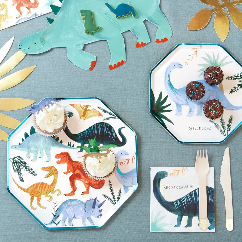 meri meri - plates fsc paper pack of 8 dinosaur kingdom - swanky boutique malta