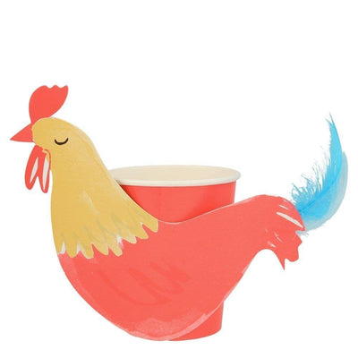 meri meri - party cups 8 pack on the farm rooster - swanky boutique malta