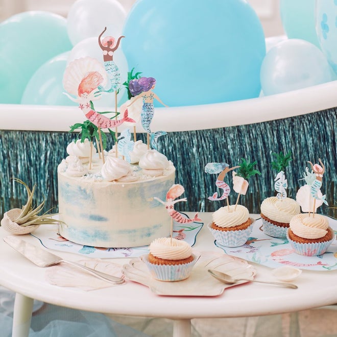 Cupcake Kit (Set of 24 Toppers & 24 Cupcake Cases) - Mermaid