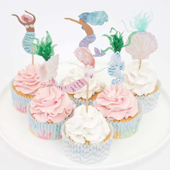 Cupcake Kit (Set of 24 Toppers & 24 Cupcake Cases) - Mermaid