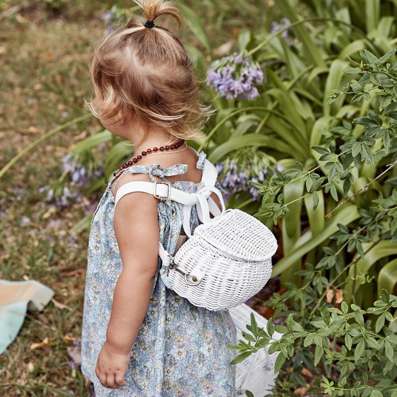 olli ella - Rattan Mini Chari Bag - Vintage Blue - swanky boutique malta