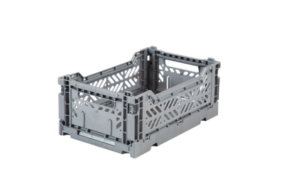 Storage Box, Folding Crate - Grey, Various Sizes