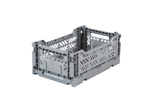 Storage Box, Folding Crate - Grey, Various Sizes