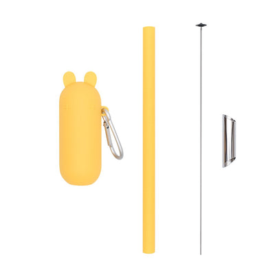 We Might Be Tiny - Straw Extra Wide + Travel Keepie Silicone Bunny Yellow - Swanky Boutique