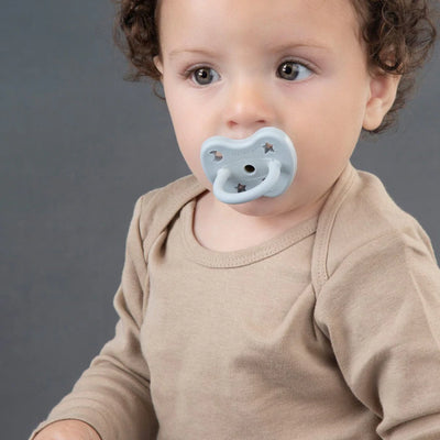 hevea - pacifiers 2 pack round 3-36 months cottage blue & gorgeous grey - swanky boutique malta