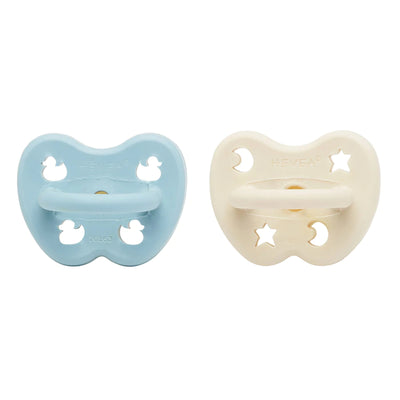 Pacifiers 2-Pack, Round (0-3 months) - Baby Blue & Milky White