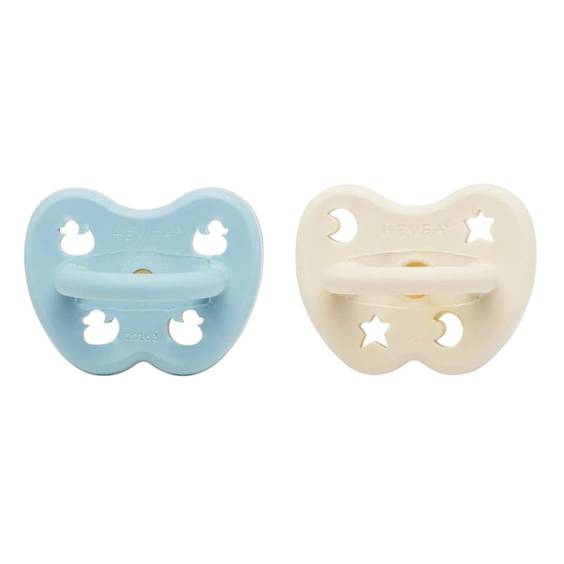 Pacifiers 2-Pack, Round (0-3 months) - Baby Blue & Milky White