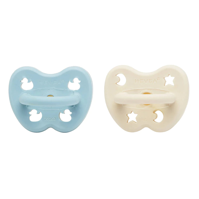 Pacifiers 2-pack, Round (0-3 months) - Baby blue & milky white