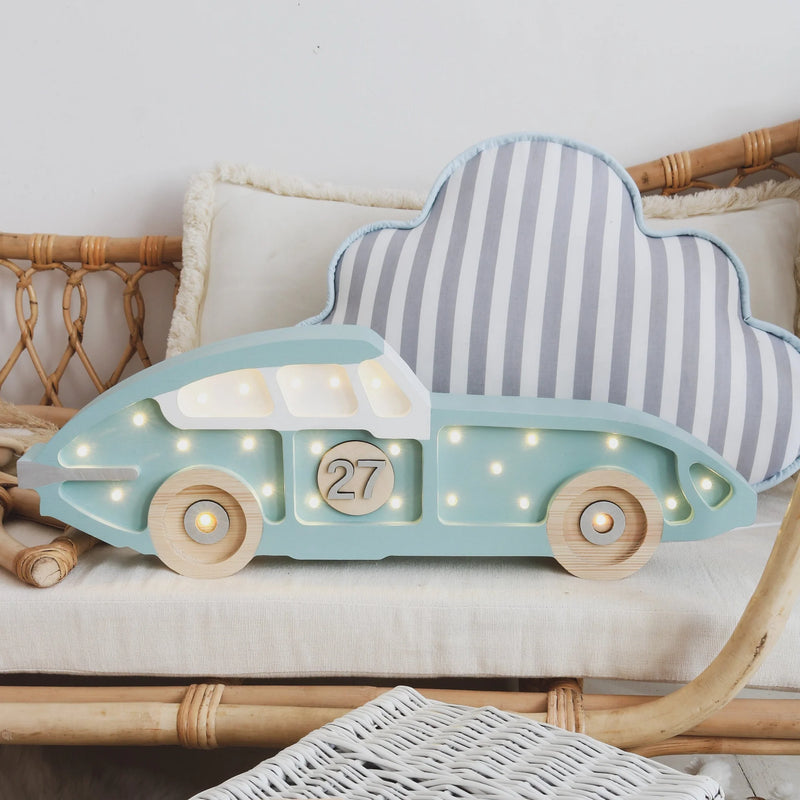 Lamp Night Light, Race Car - Retro Blue