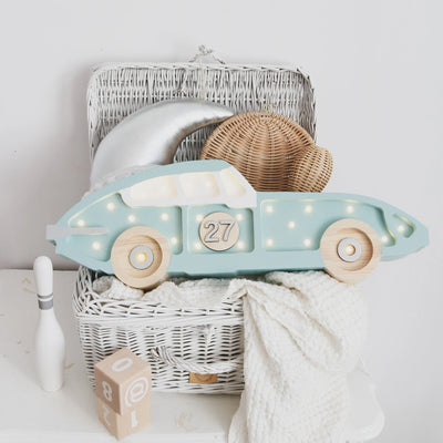 Lamp Night Light, Race Car - Retro Blue