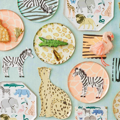 meri meri - plates fsc paper pack of 8 safari animals - swanky boutique malta