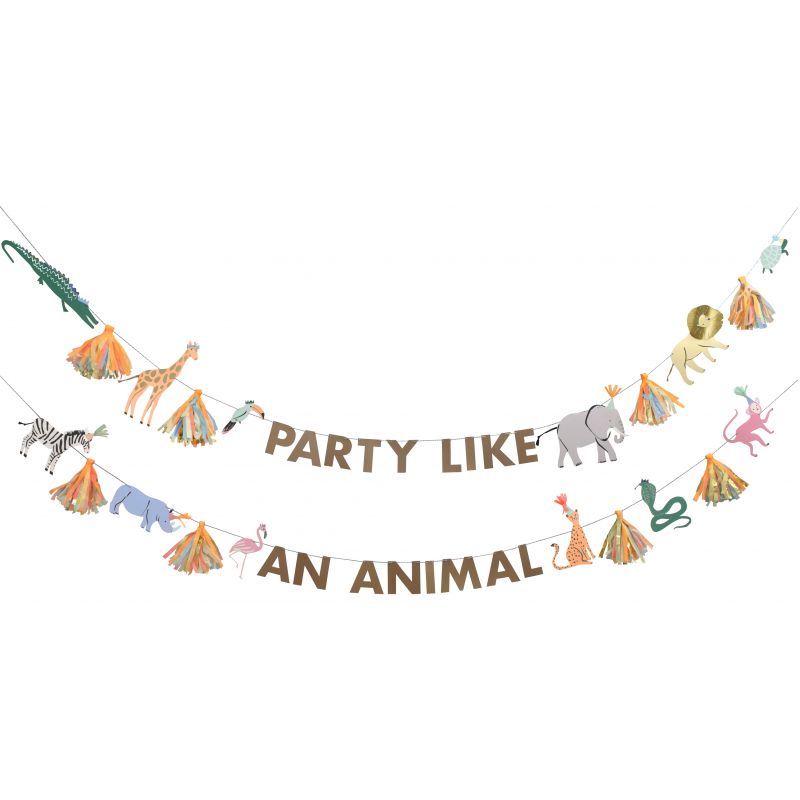 meri meri - garland large safari animals party like an animal - swanky boutique malta