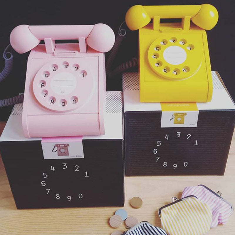 kiko and gg - telephone vintage style wooden pink - swanky boutique malta