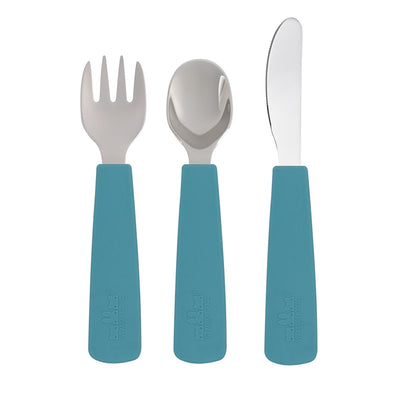 We Might Be Tiny - Cutlery Set of 3 Toddler Feedie Blue Dusk - Swanky Boutique