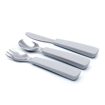 We Might Be Tiny - Cutlery Set of 3 Toddler Feedie Grey - Swanky Boutique