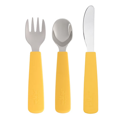 We Might Be Tiny - Cutlery Set of 3 Toddler Feedie Yellow - Swanky Boutique