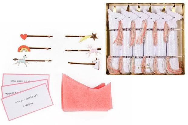 meri meri - crackers 6 pack sparkling unicorn - swanky boutique malta