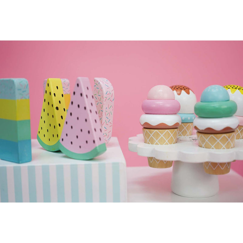 Ice Cream Plate with 4 Ice Creams, Wooden