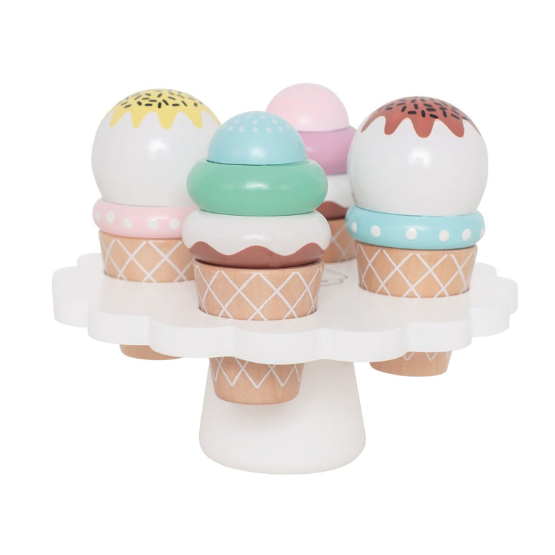 Ice Cream Plate with 4 Ice Creams, Wooden