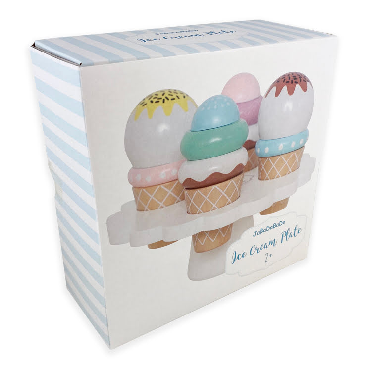 Ice Cream Plate with 4 Ice Creams, Wooden