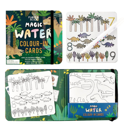 Floss & Rock - Magic Water Colour-In Cards Dinosaur - Swanky Boutique