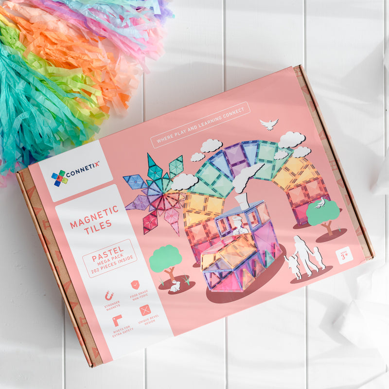 Connetix - Magnetic Tiles Pastel Rainbow Mega Pack 202 Pieces - Swanky Boutique