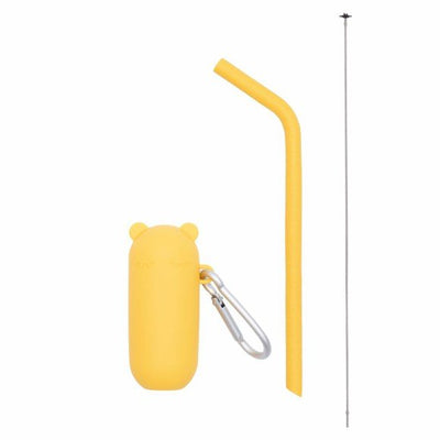 We Might Be Tiny - Straw + Travel Keepie Silicone Bear Yellow - Swanky Boutique