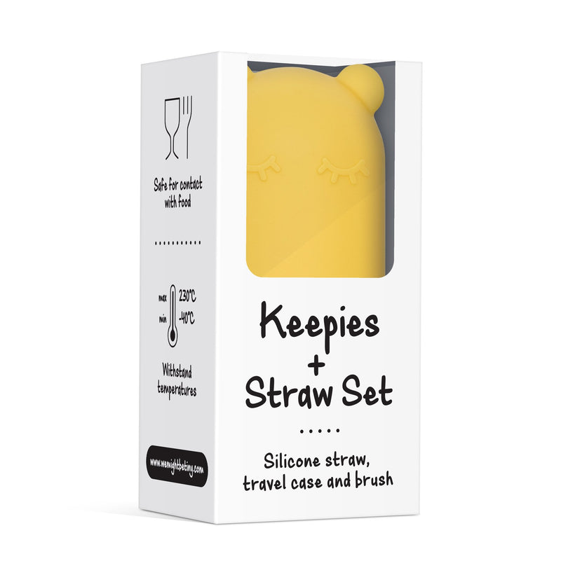 We Might Be Tiny - Straw + Travel Keepie Silicone Bear Yellow - Swanky Boutique