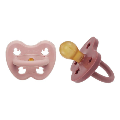 hevea - pacifiers 2 pack round 3-36 months baby blush & rosewood - swanky boutique malta